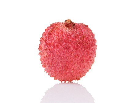 lychee fruit isolated on white background with reflectionの写真素材