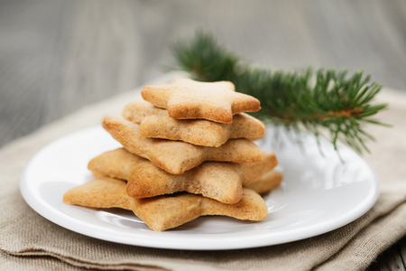 star cookies on old table, rustic photoの写真素材