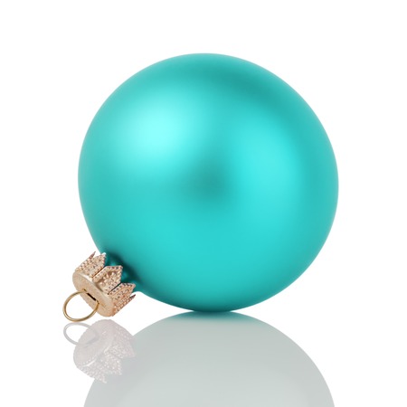blue christmas ball isolated on white backgroundの写真素材