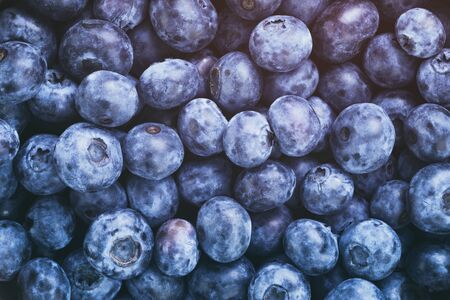 fresh blueberries top view background, vintage tonedの写真素材