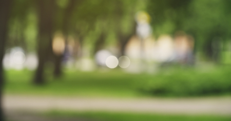 blurred background of city park in summer day, 4k photoの写真素材