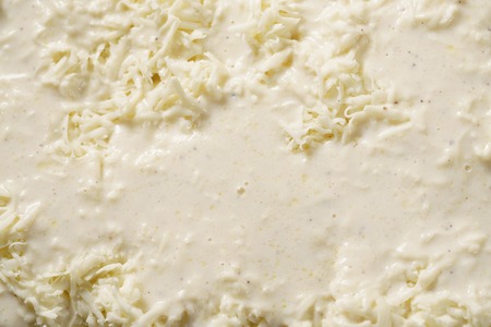 ready for baking lasagna on home kitchen for family dinner, shallow focusの写真素材