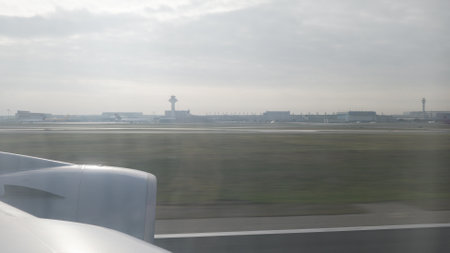 FRANKFURT AM MAIN, GERMANY - CIRCA OCTOBER, 2017: Aerial view from plane window of departureのeditorial素材