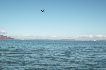 San Francisco bay from pier in sunny warm dayの写真素材