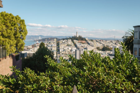 SAN FRANCISCO, USA - CIRCA NOVEMBER, 2017: view of San Francisco from famous Lombard street in...