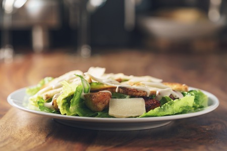 caesar salad with closeupの写真素材