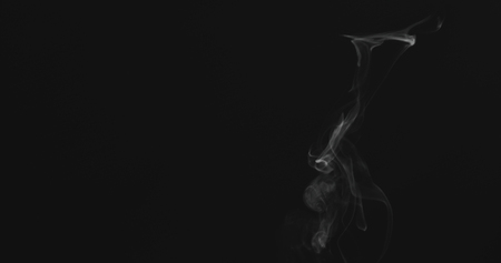 closeup vapor stream rises from bottom center on black background, wide photoの写真素材