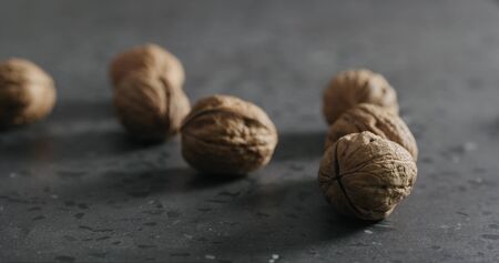 inshell walnuts on terrazzo countertopの写真素材