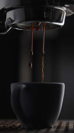 shot pull espresso shot with bottomless portafilter on a professional coffee machine