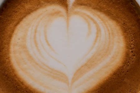 Closeup flat white coffee in white cup