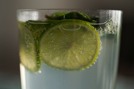 Lime lemonade in tumbler glassの写真素材