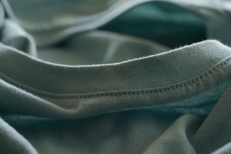 Closeup teal cotton fabric for clothesの写真素材
