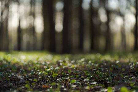 Closeup shot of morning in green park in spring