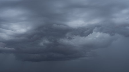 Detail shot of epic storm clouds during sunrise