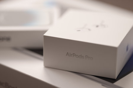 Saint-Petersburg, Russia - Circa December, 2022: Apple devices in boxes closeupのeditorial素材