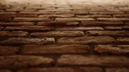 Closeup shot of old brick wall indoor with shallow focus
