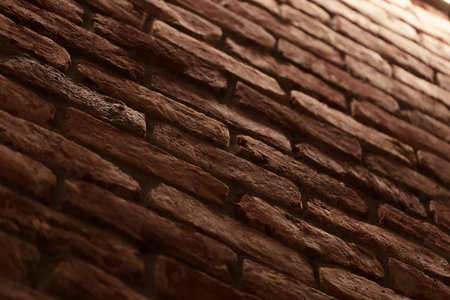 Detail shot of brick wall made from old bricks as a interior designの写真素材