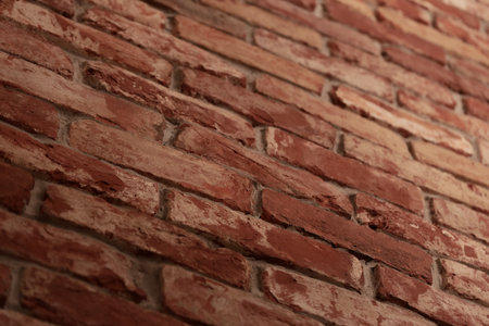 Detail shot of brick wall made from old bricks as a interior designの写真素材