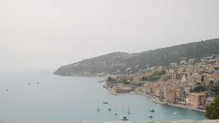 VILLEFRANCHE-SUR-MER, FRANCE - CIRCA MARCH, 2023: driving plate view of Villefranche-Sur-Mer in springのeditorial素材