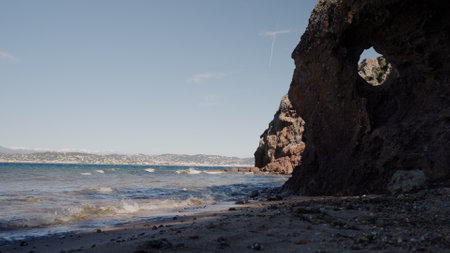 Warm spring day on Theoule-Sur-Mer beach in springの写真素材