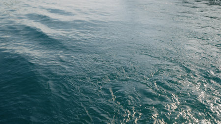 shot from boat trail on a sea surfaceの写真素材