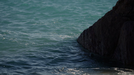 Slow motion of rocks in the sea near Cannesの写真素材