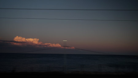 Nice - March 14, 2023: Side view from the train from Nice