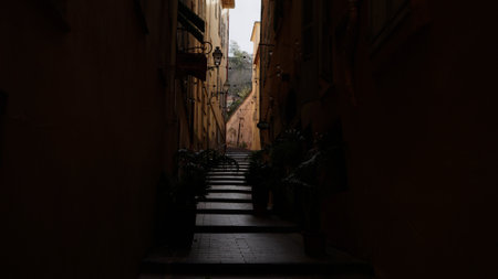 NICE, FRANCE - CIRCA MARCH, 2023: Old town of Nice, France in the morning before streets are flooded with touristsのeditorial素材