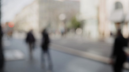 Out of focus background of pedestrian street in city of Nice
