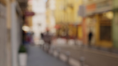 Defocused background of Old city of Nice with vibrant walls and narrow streetsの写真素材