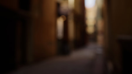 Defocused background of Old city of Nice with vibrant walls and narrow streetsの写真素材