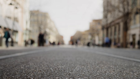 Closeup low angle shot of pedestrian street of Niceの写真素材