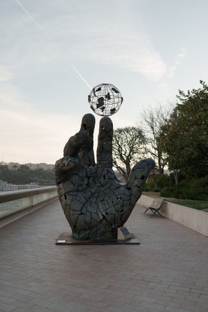 MONTE CARLO, MONACO - March 9: Kindly Lent by Johann Young sculpture in Monacoのeditorial素材