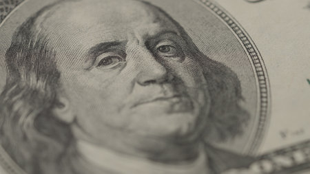 Closeup   background of 100 dollar bills old styleの写真素材