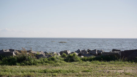 small waves of gulf of finland in summer