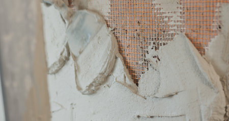 freshly applied plaster on the wallの写真素材