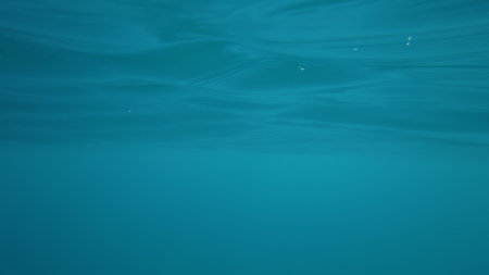 POV shot of swimming in empty oceanの写真素材