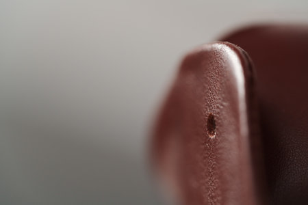 Closeup detail shot of brown leatherの写真素材