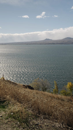 lake Sevan in Armenia windy autumn season