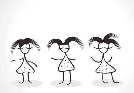 girl silhouette funny hair on a white background.のイラスト素材