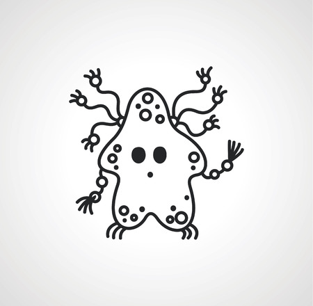 Monster creature essence bacteria virus UFO alien surprised with pigtailsのイラスト素材