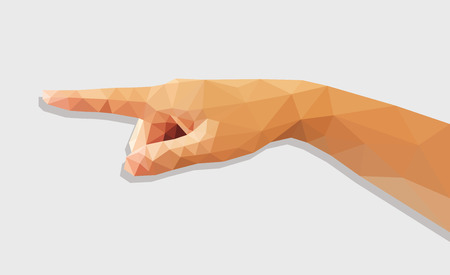 polygonal female hand pointer direction left low poly.の写真素材