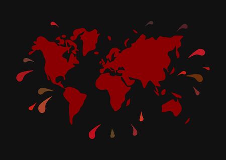 world map vector blot spray droplets as inkの写真素材