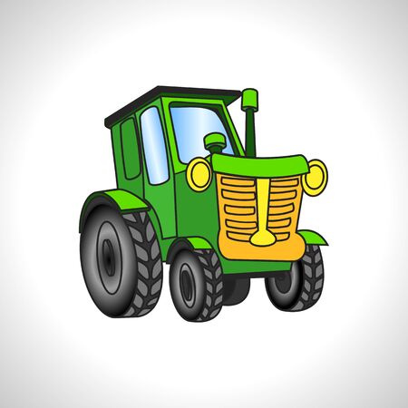 children illustration technique green tractorの写真素材