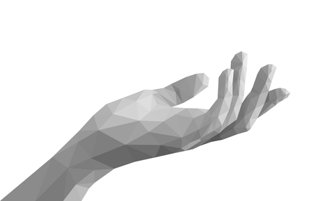 polygonal left hand open empty monochromeの写真素材