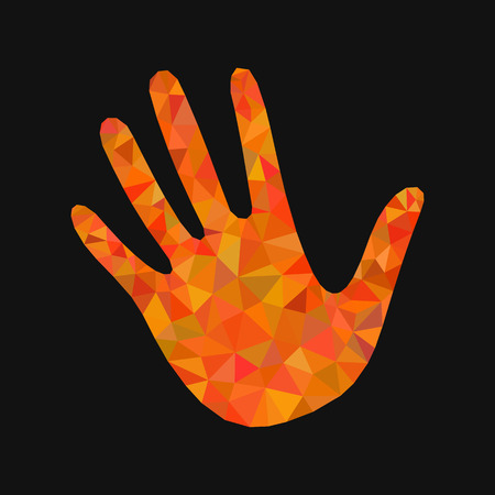 open hand bunch of fives polygonal orange trianglesのイラスト素材