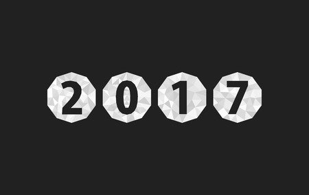 Christmas numbers 2017 New Year Christmas-tree balls polygonal monochrome