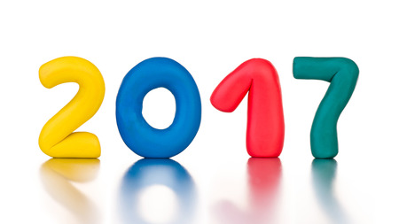 Christmas numbers for 2017 New Year made from plasticine