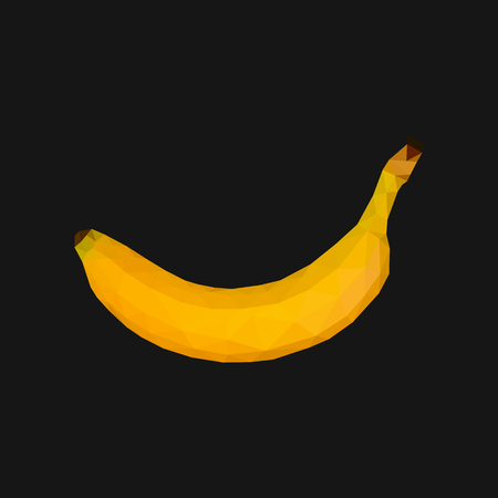 polygon vector light yellow ripe banana on black backgroundのイラスト素材