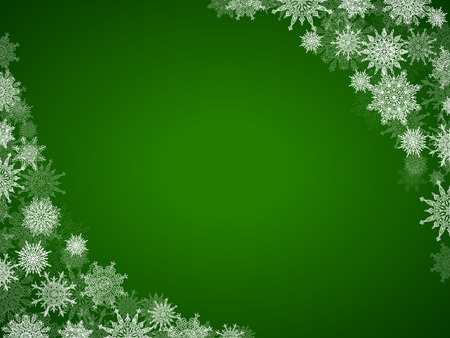 Christmas snow background frame with snowflakes greenのイラスト素材